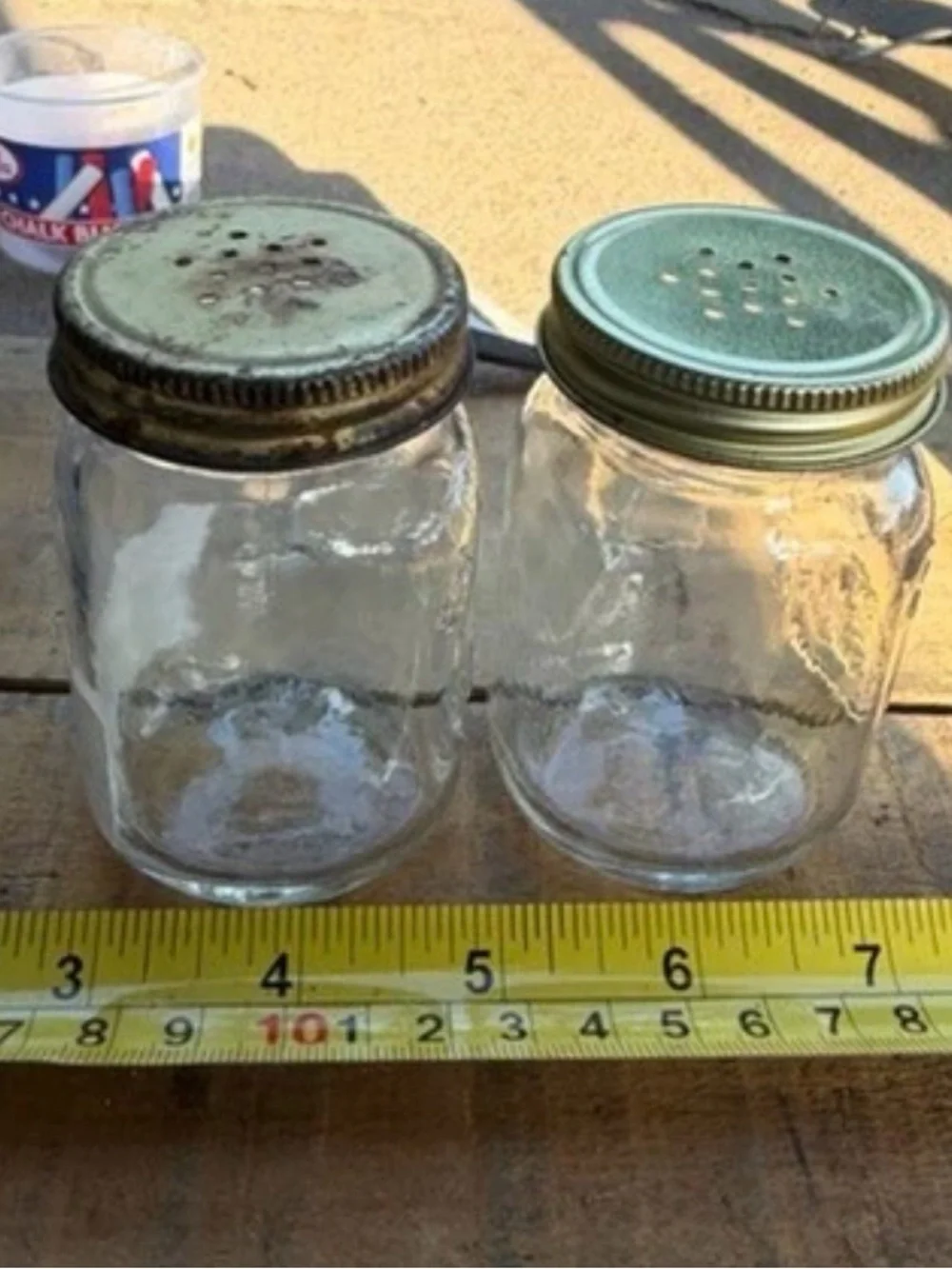 Golden Harvest Mason Jar Salt Pepper Shakers Glass Handled Jars Vintage